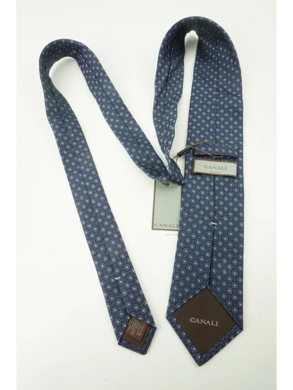 Canali Indigo Baby Blue Ditsy Micro Floral Tie Brand New With Tags